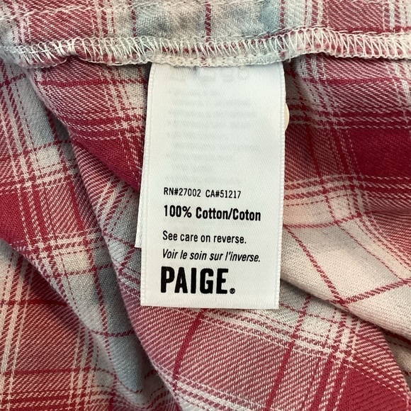 PAIGE Top Size XS Pink Plaid Long Sleeve Button Front - Picture 7 of 7